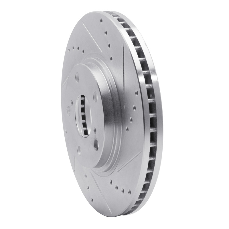 Lexus ES300 Brake Rotor (1) - Front Right - R1 Concepts - Drilled & Slotted - Silver - `99-`07
